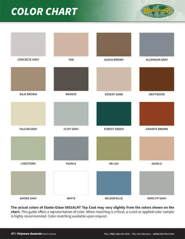 Pacific Polymers Colors & Charts