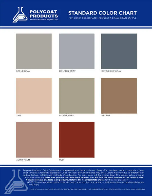Polycoat Products Colors & Charts